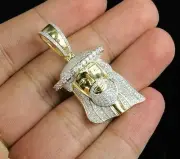 Men's 3.5Ct Iced Jesus Face Lab Grown Diamond Pendant 925 Sterling Silver
