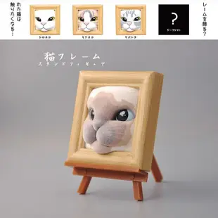 日本 正版 QUALIA 相框裡的貓咪 扭蛋 可愛貓臉 畫架 三花貓 潮玩 擺飾