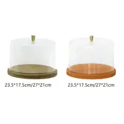 Wooden Cake Stand Kitchen Server Tray with Clear Dustproof Lid Pie Pastry