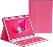 iPad 9th/8th/7th Generation Keyboard Case 10.2 inch 2021/2020/2019, iPad Pro 10.5-inch Case with Color Keyboard,iPad Air 3rd Generation, Removable Bluetooth Wireless Keyboard Case (Begonia Red)