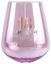Rose Gold Decal 18th Birthday Stemless Wine Glass