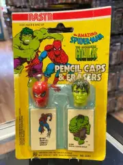 Amazing Spider-Man Incredible Hulk Pencil Caps Eraser (Vintage Marvel 1979, Nast