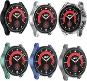 6pcs Compatible with Samsung Galaxy Watch 5 Pro Case 2022, Soft TPU Plated All Around Scratch-Proof Screen Protector Case Cover for Galaxy Watch 5 Pro 45mm /46mm (6PCS)