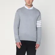 [Thom Browne] Light gray merino wool sweater 4 White