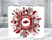 Arkansas Razorbacks Football Stainless Steel Tumbler & Straw 20oz Feather Wrap
