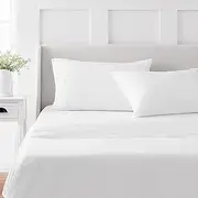 [MARTHA STEWART] 100% Cotton Queen Sheets Set - 4 Piece, Soft, Smooth, Durable, Easy Care, 16" Deep Pocket Sheets, Bedding Sheets, Sateen Sheets, 1 Flat, 1 Fitted, 2 Pillowcases, White