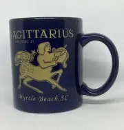 Sagittarius Cobalt Blue Coffee Mug with Gold Design Ceramic Myrtle Beach Novelty