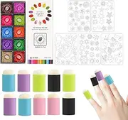 Sponge Finger Painting Kit - Sponge Painting Set Daubers Kit with Stencils,Craft Drawing Tool Washable Painting Kit for Card Making
