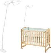 Crib Canopy Holder, Adjustable Metal Bed Canopy Net Holder with Sturdy Ring, Clip-on Crib Net Mounting Support Accessories for Cot Bed Bracket