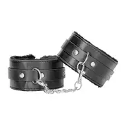 Ouch Black & White Plush Bonded Ankle Cuffs