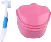Lurrose Care Box Cleaner Cleaners Braces Cleaner False Teeth Holder Tablets Container Red for Night Guard Storage Container Tray