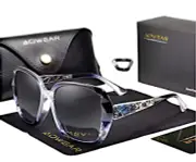 Women's Polarized Square Sunglasses Rhinestones Design Ladies Gradient Shades