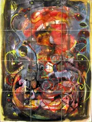 Art Abstract Ceramic Mural Backsplash Bath Tile #1813