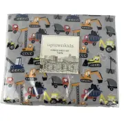 Construction Trucks Twin Sheet Size Set Tractor Bulldozer Crane Dump Truck NEW