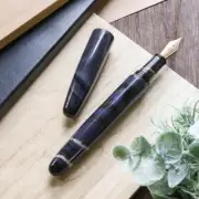Wancher Fountain Pen True Ebonite Marble Purple Gray M-size Nib stainless 15cm