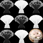 8 Pcs Flower Wrapping Mesh Paper, 11 Inch x 4 Yard Wavy Pearl Edge Wrinkled