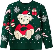 [ALINTU] Toddler Girls Boys Christmas Sweater Knit Pullover Sweater Tops for Kids