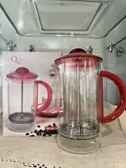 COFFEE PLUNGER 1LITRE ESQUE TWO TONE ACRYLIC AND GLASS EUROPEAN DESIGN