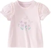 [DAVE & BELLA] DAVE&BELLA Girls Short Sleeve Polo Shirts Quick Dry Ruffle Golf Tennis T Shirts Rabbit Print School Uniform Tops for Aged 1-8