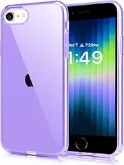 JJGoo Compatible with iPhone SE Case 2022/2020, Compatible with iPhone 7 8 Case Clear Soft Transparent Shockproof Protective Slim Thin Bumper Phone Cover, Purple