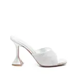 [Amina Muaddi] Amina Muaddi 95mm Leather Heeled Sandals 41 IT SILVER