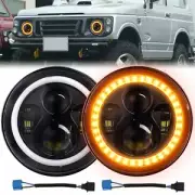 For Suzuki Sierra SJ80 / Hummer H1&H2 LED Halo 7" Headlights AMBER Turn Lights