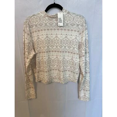 Gilly Hicks XXL Long Sleeve Fair Isle Thermal Cropped Top