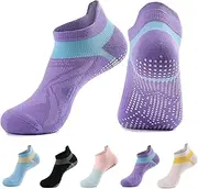 [Generic] Non Slip Socks for Women Yoga Socks with Grips for Pilates, Gym, Dance, Training, Barre, Fitness, Workout, Wooden Floor, Hospital(5 Pairs)