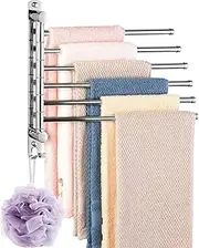 Ssumght Swivel Towel Rack, Towel Bar with Wall Mounted 180° Rotation, 6-Arms Towel Hanger for SUS 304 Stainless Steel, Space Saving for Kitchen Bathroom (Mirror Polish)