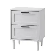 Oikiture Bedside Table Nightstand 2 Drwers Side End Table Bedroom Storage White