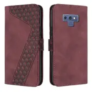 Note 9 Case PU Leather Flip Cover Magnetic Clasp Design Wallet Card Slots Stand Case - Red
