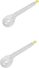 HOMSFOU 2pcs Manual Egg Beater Tool Non-stick Whisk for Baking Multi-function Kitchen Utensil Set for Whisking Stirring Lightweight Handheld Egg Whisk Tongs Clips