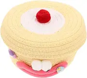 Abaodam Dog Food Basket with Lid Multi Functional Cotton Rope Woven Organizer for Snacks and Household Items Spacious Decorative Storage Bin for Home Bedroom Living