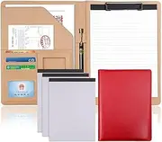 A4 Portfolio Folder Padfolio with Writing Notepads PU Leather Business Conference File Folder Organizer Padfolio for Women/Men(Red)