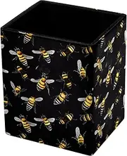 Pen Holder,Pen Organizer for Desk,Bees Black Background,Office Desk Accessories