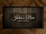 Personalised Bar runner mat - Any name Wood effect Ideal for Home bars 79