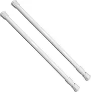 2 PCS Spring Tension Rod,No Drilling White Small Tension Rod,Cupboard Bars for Small Windows, Lockers, Kitchen and Wardrobes,White