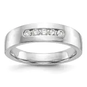 0.25ct. CZ Solid Real 14K White Gold 5-Stone Men's Channel Wedding Band Ring