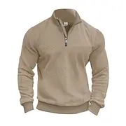 Men's Sweatshirt Quarter Zip Sweatshirt Black White Navy Blue Khaki Gray Half Zip Plain Pocket Sports Outdoor Daily Holiday Streetwear Cool Casual Fall Winter