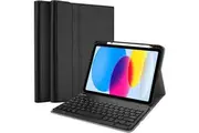 For Apple iPad 10th Gen Generation 10.9 inch 2022 Wirelss Bluetooth Keyboard Protective Folio Leather Smart Case Cover (Black)