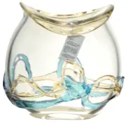 ION TAMAIAN Art Glass Clear Hand Blown Vase Fused Multicolored Glass Romania New