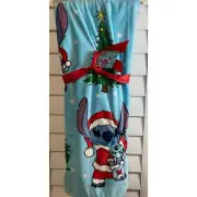 Disney Stitch Blue Christmas Throw Blanket NEW Super Soft