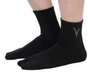 Mini-Crew - V-Toe Thicker Flip-Flop Tabi Socks Athletic or Casual Black Cotton B