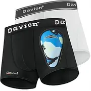 [Davion] 2-Pack Boys Underwear with Soft Protective Athletic Cup Youth Briefs for Football, Baseball, Lacrosse