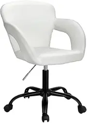 Artiss Office Chair Computer Desk Study Chairs with Height Adjustable Leather Seat, Mid Back and 360°-Swivel Seating for Gaming Room Executive Home Use White