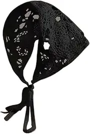 [EIYIELX] Headband Handmade Headscarf Hat Knitted Headband Towel(Black)