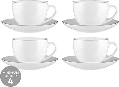 Maxwell & Williams White Platinum Cup & Saucer 260 ml - SET OF 4 -