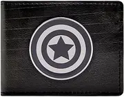 [ifoofi] Captain America Silver Shield Badge Black ID and Card Bi-Fold Wallet