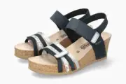 Mephisto Womens Lucia Leather Wedge Sandal - Navy NEW