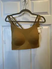 Aerie Strappy Bralette Padded Sports Bra Yellow NWT Size XXL
